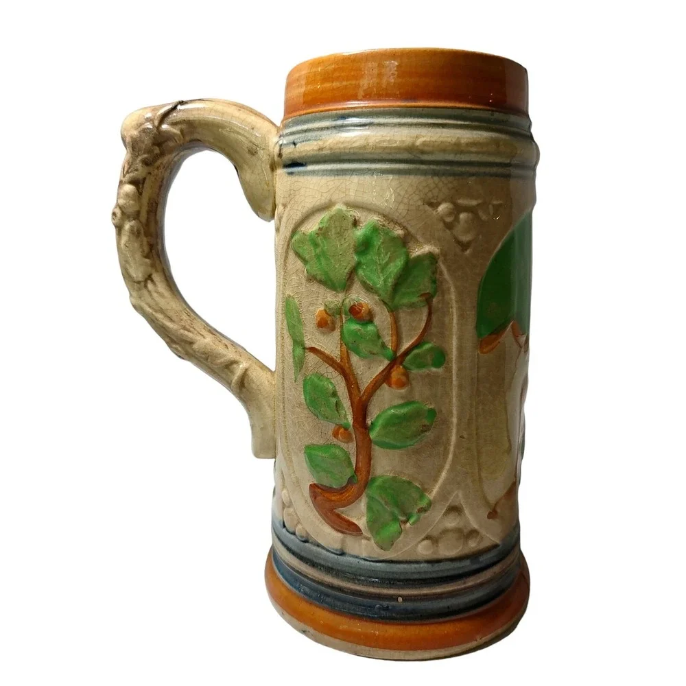 Vintage Beer Stein 3D Hand Painted Made in Japan Pub Bar Music Scene 7.25 in SEE